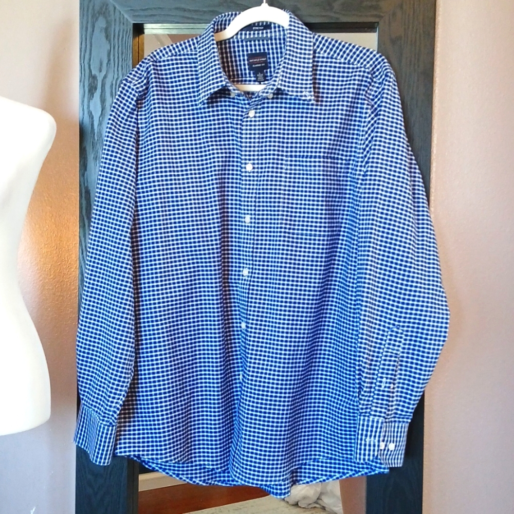Dockers Battery & Street Shirt Mens Button Down Size L Blue & White Plaid
